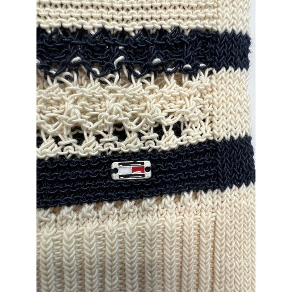 Tommy Hilfiger Sleeveless Crochet Midi Dress in Desert Sand Navy Stripe - Picture 4 of 6